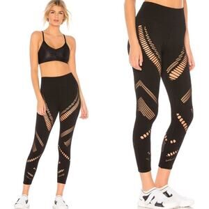 Alo Yoga Black Radiance Seamless Leggings Laser Cutout Womens Size S
